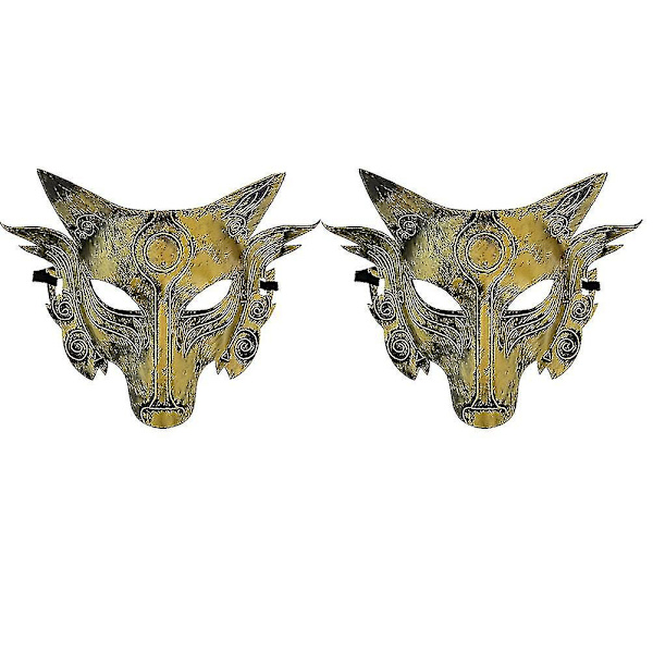 2 st Varghuvudmask Halloweenrekvisita Simuleringsdjurmask Karneval Cosplay Festtillbehör (silver)