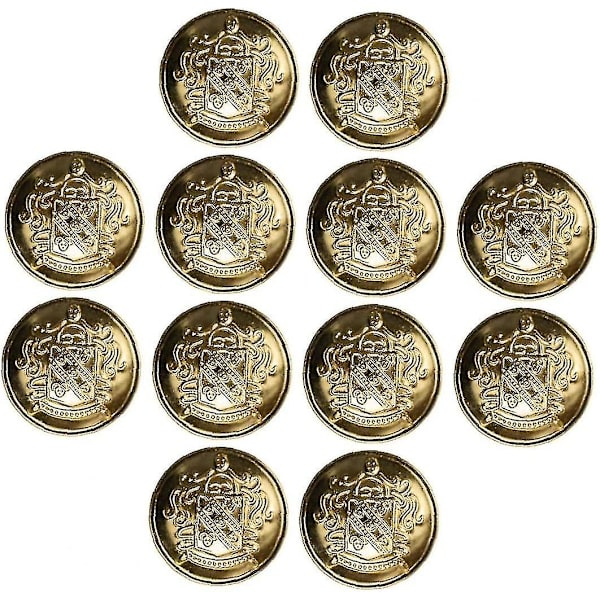 12 kpl Messinki Blazer-painikkeiden sarja 25 mm 3D Vintage Kultaiset Painikkeet Blazereille, Pukuille, Urheilutakeille, Yhtenäisille ja Takeille (kulta) Alx  (dp)
