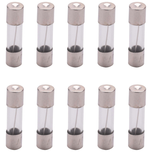 10 st 250V 10A Långsam Blåstid Tidfördröjningsglasssäkringar Rör 5mm x 20mm