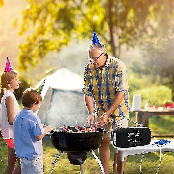 Bärbar solcellsdriven nödhandvev Radio Am/fm Radio 1000mah Uppladdningsbar Power Bank USB Mobilladdare Led Ficklampa