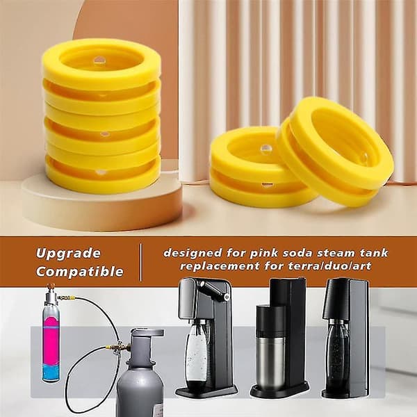 O-ringar Soda Maskin CO2 Cylinder Utbyte Karbonator Packningar 5 st, Packningar Ring för Ny Sodamaskin & Rosa Cylinder