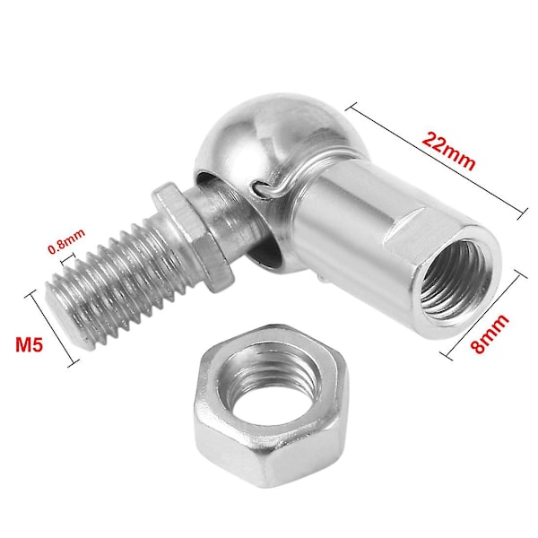 CS8, Kulled med gängad stång, M5X0.8mm Kolstål 4 st, Kulled