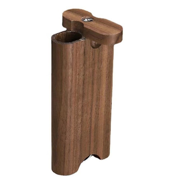 Svart valnötsträ cigarett fodral bärbar cigarett dispenser med metallpinne