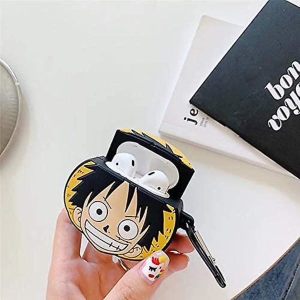 Airpods 1/2-fodral, Kreativ One Piece-karaktärhatt Monkey D. Luffy Airpods-fodral, Snyggt Silikon Öronproppsskyddsskinn för Airpods 1/2 +krok