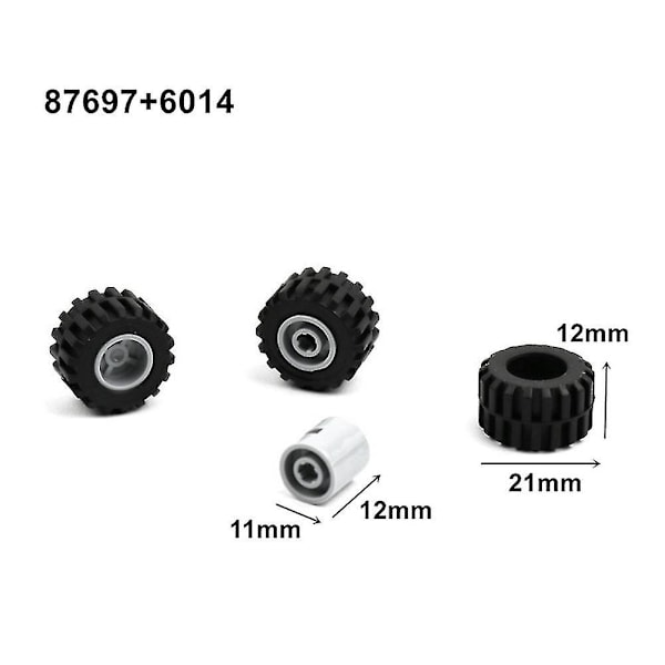 48 st Mini Hjul Axlar Pack Block Bil Tillbehör Däck Nav Klassiska Klossar Barn DIY Leksaker Klossar-A