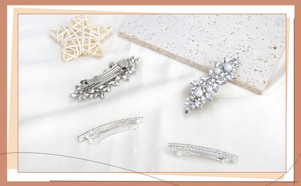 Hårspenner - Hårspenner med glassrhinestones - Hårtilbehør til bakhodet - Hodeplagg - Perleklippesett