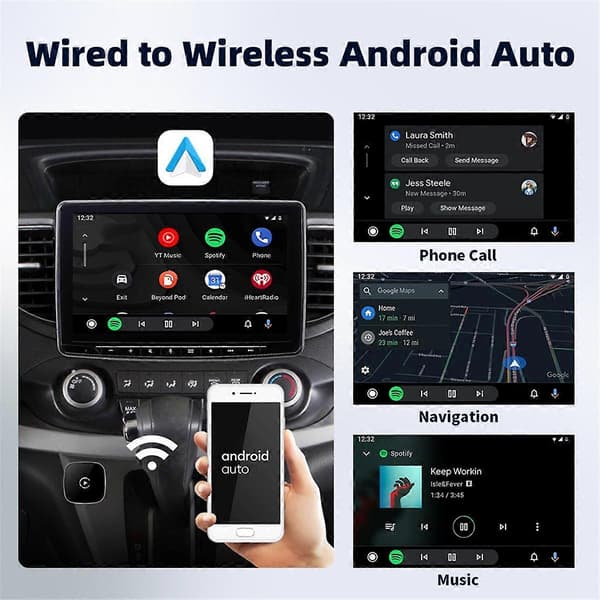 2 i 1 CarPlay Trådbunden till Trådlös CarPlay & för Android Auto Adapter Typ-C/USB Ai Box WiFi Bluetooth