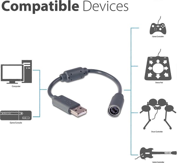 Xbox 360 PC og Xbox360 kablet controller adapter, USB-kabel USB-adapter til gamepads, Xbox 360 PC-controller 2 kabler/sort