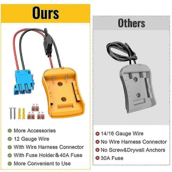 20V Batteriadapter med ledningsnet og 40A sikring til Power Wheels og Peg - Perego