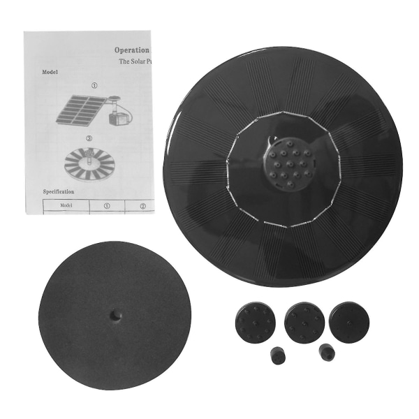 Solcellsfontän Solcellsfontänpump med 6 munstycken Fontänvattenpump Kit för utomhus liten damm simbassäng trädgård