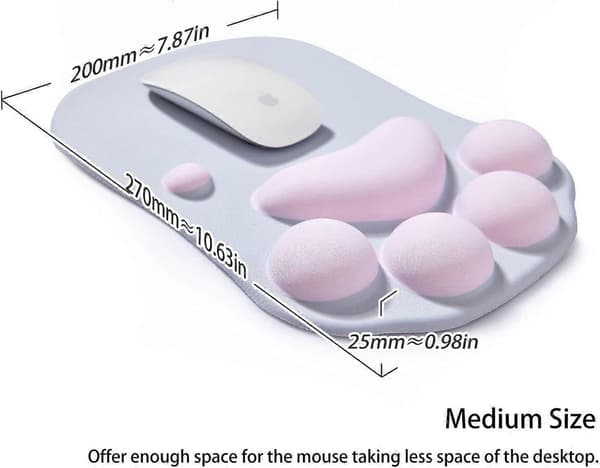 Musematte med håndleddsstøtte, Ergonomisk musematte, Kawaii kattemusematte, Silikon Gel Musematte