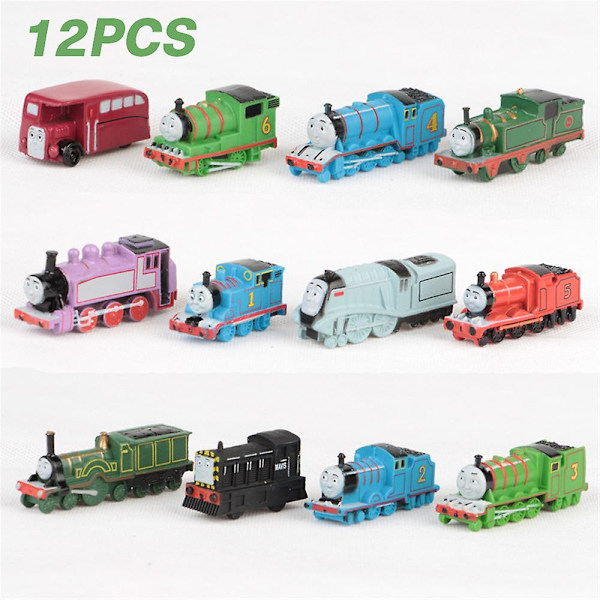 12 kpl Thomas & Friends -hahmoja, piirretty Thomas Veturi -mini junat lelut kakun koristeet kokoelma sisustus