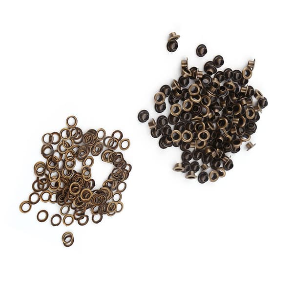 Øjelets med skive til sko, bælter, tasker, læder - Pakke med 100 stk (Indvendig diameter 6 mm)
