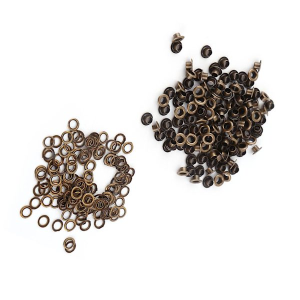 Øyelett med skive for sko, belter, vesker, lær - Pakke med 100 stk (Indre diameter 6 mm)