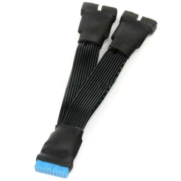 2 stk. Bundkort USB 3.0 19PIN Header 1 til 2 Forlænger Splitter Kabel, 12 cm 19Pin Intern Forlænger
