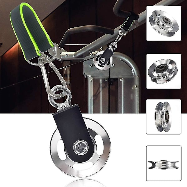 Remskivan Remskiva, 90mm Repskive med Sling och D-krok, 360 Swivel, För Lat Pulley System, Hemmagym Utrustning