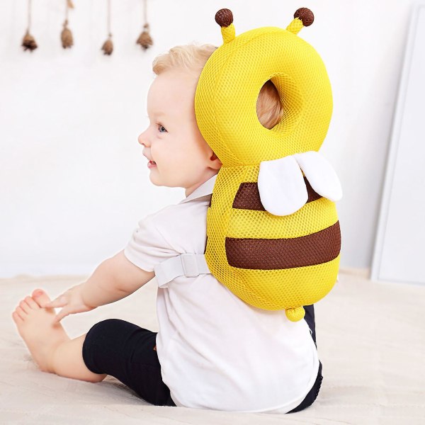 Baby Head Protector Bee Shape - Adjustable Toddler Head Protection Cushion, Free Size (Yellow)