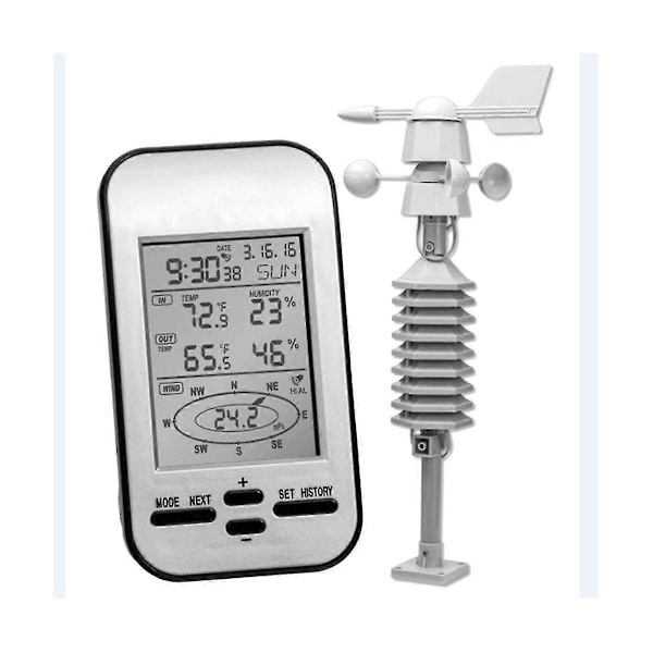 Professionell Trådlös Väderstation Utomhus Vindhastighet Riktningssensor Digital Vindtemperatur Luftfuktighetsmätare för Hemmet