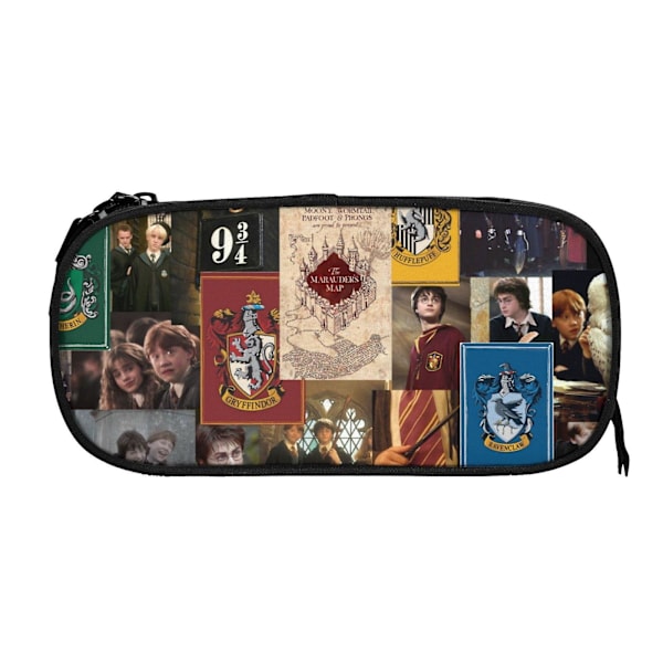 Logotyp Harry Potter Pennfodral Stor Kapacitet Dubbelskikts Pennväska Skola Stationery Pouch Organizer Kontorsmaterial Pennfodral För Barn Vuxen-w286