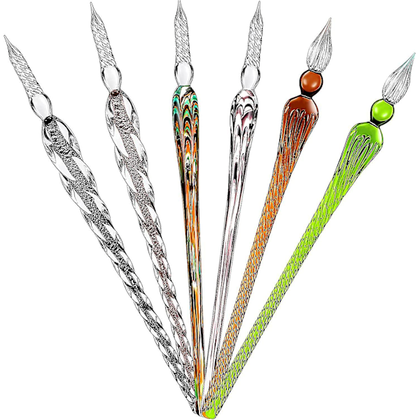 6 st handgjorda glasdopppennor kristallglas signaturpenna kalligrafi glaspenna vintage dopp bläckpen borosilikat presentpenna för skrivning ritning sig
