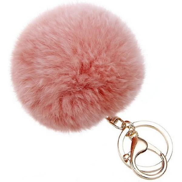 Pompom nyckelring i äkta kaninhår, garanterat mjukt vid beröring -3