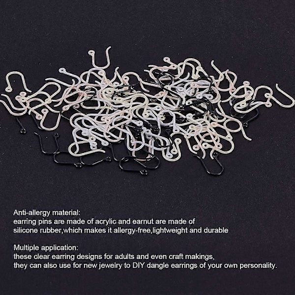 120 st Örhängeskrokar 4 Färger Hypoallergena Plastörhängeskrokar Örhängetillbehör för DIY Smycken (Vit Rök Dimmig Ros Svart Gammal Spets)