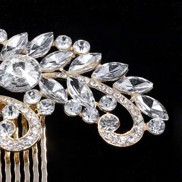 Bryllupshårkammer Sølv Gull Rhinestones Swarovski Krystall Vintage Hodeplagg