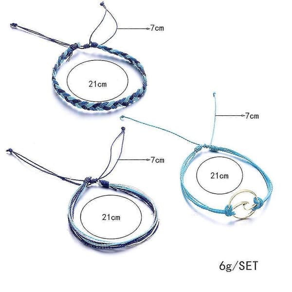 3 st Silver Wave Anklets Armband för Kvinnor Rep Strand Anklet Smycken