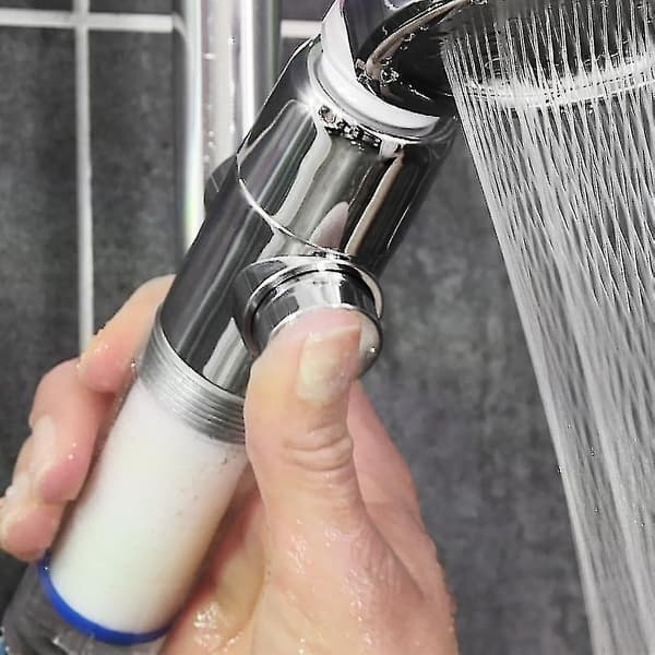 Eco-tornado Blå - Dobbeltpakning - Vannbesparende & Trykkøkende Dusjhode - 360° Rotasjons Hånddusj - Dusjhode