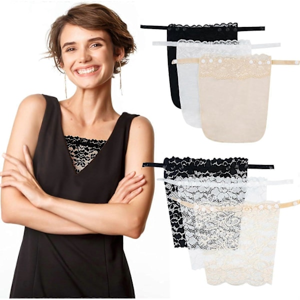 6 Stycken Spets Clip-on Mock Camisole BH-inlägg - Spetsinsynsskydd