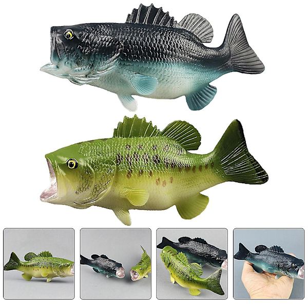 2 st Bass Fiske Modell Stor Mun Bass Modell Falsk Fisk Simulerad Djur Fiske Modell