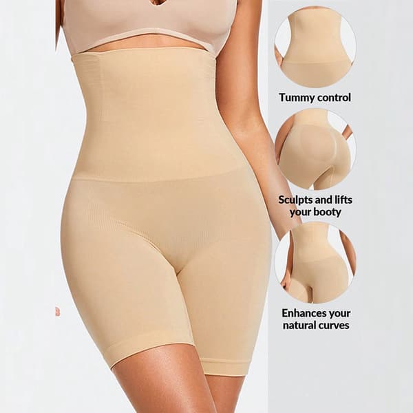 Shapewear til numse, mave og lår - højtaljet korrigerende undertøj - grå - størrelse M/L