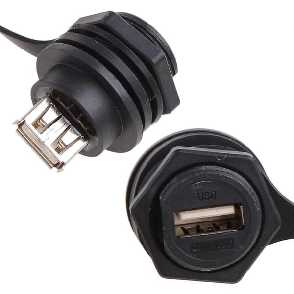 USB 2.0 Hunn Panel Pass Connector Mount Socket Plugg Vanntett IP67 Med Hette