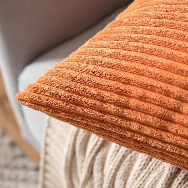 Orange Corduroy Blød Kvadratisk Komfort Blød Pudebetræk Hjemmeindretning Sofa Sofa Soveværelse Bil 45*45cm