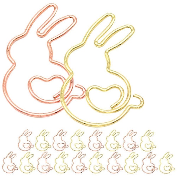 20 stk. Papirclips Kanin Papirklemme Kanin Papirclips Markeringsclips til Skoleartikler
