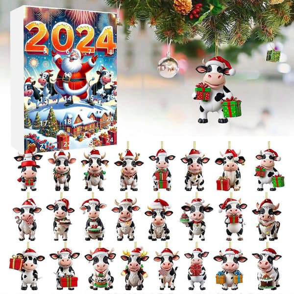 Gnome Julekalender 2024 2024 Julekalender Nedtælling 24 Dages Julekalender Sød Ko Julepynt Vedhæng Juleko Figurer
