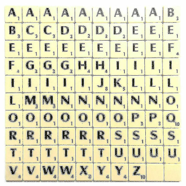 A-Z Muoviset Scrabble-laatat Aakkoset Kirjaimet Pistelukujen Kanssa