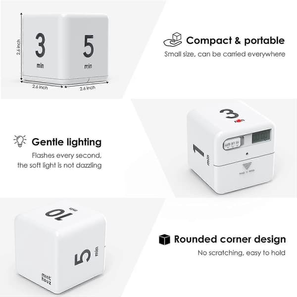 Cube Timer 2 stk. Køkken Timer Gravity Sensor Flip Digital Timer Til Tidsstyring Nedtællingsindstillinger