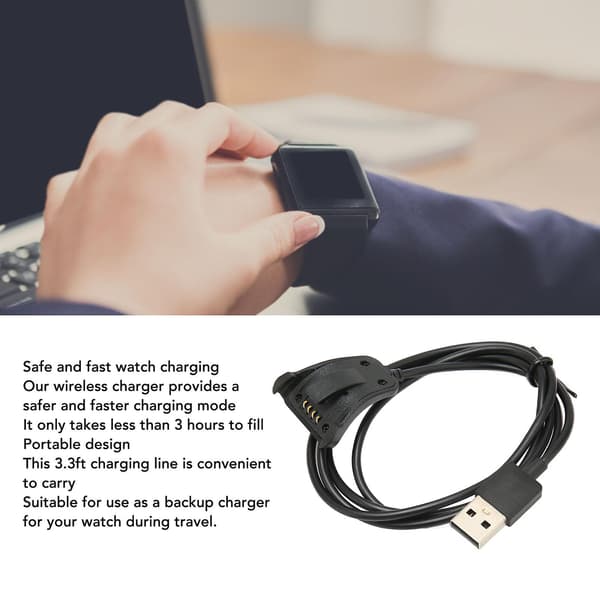 TomTom Klok Lader, 3.3ft USB Ladingkabel for Runner2 og Adventurer, Svart