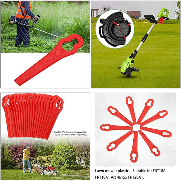 100 stk. Græsslåmaskineblade Plastik Trimningsblade Græs Trimmerblad Udskiftning Til Frt18a Frt18a1 Art 46155 Frt20a1 Tilbehør Have Baghave Agri