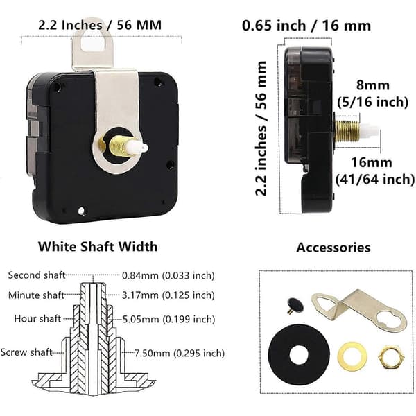 16mm Quartz DIY Väggklocka Motor Kit Rörelsemekanism Stor Spader Händer DIY Klockdelar Reparationsbyte Rörelse