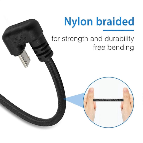 U-formad Micro USB Hane till USB Hane Laddnings- och Datakabel