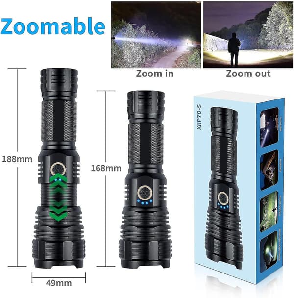 90 000 Lumen Super Lys Oppladbare LED Lommelykter