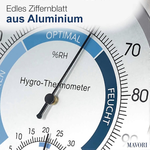 Indendørs Analog Hygrometer Termometer - Fugtmåler og Rumtermometer i Rustfrit Stål