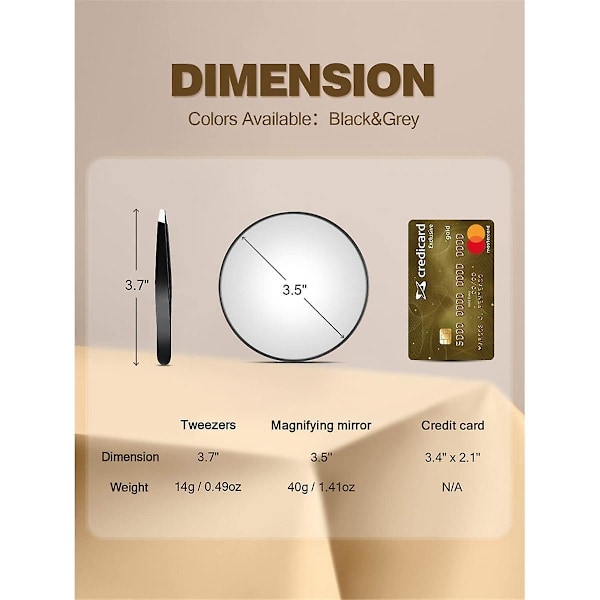 30X Förstorings Spegel med Pincett Förstorad Smink Spegel med 2 Sugkoppar för Skötsel & Resa