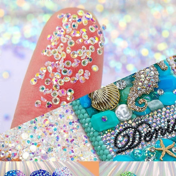 1,2 mm Mini Kristaller Micro Pixie Nagel Strass DIY Kristall Ädelstenar Stenar Glas Sand Strass för Hem Skönhetssalong Nageldekorationer (Blandat Chic