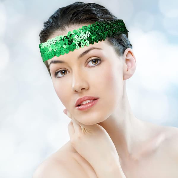 6 Stykker Sekvens Hodebånd Sports Glitter Hodebånd Elastisk Glitrende Bling Sport Hodebånd