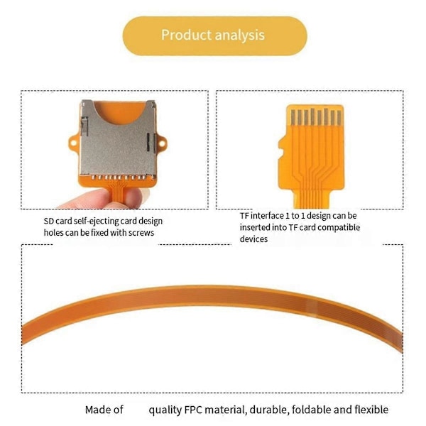 For Micro-SD TF Hukommelseskort Kit Han til SD Hun Forlænger Blødt Fladt FPC Kabel Forlænger 15cm