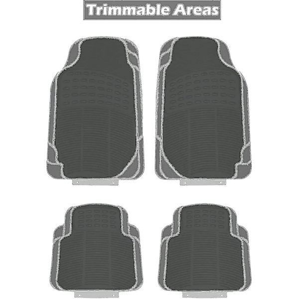 Heavy Duty 4-delt Gummi Bilmåtter | Universelle Antislip Bilgulvmåtter | Vandtætte For- og Bagmåtter | Gummi Måtter til Alle Biler, SUV'er & Lastbiler | De