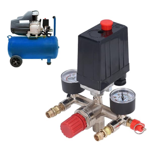 Luftkompressor Tryckventil Kit Vertikal Strömbrytare Grenrör Regulator 90120psi Ac 240v/380v